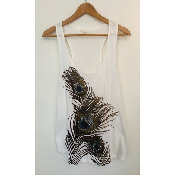 Forever 21 Beaded Peacock Feather Tank Top - Picture 3 of 12